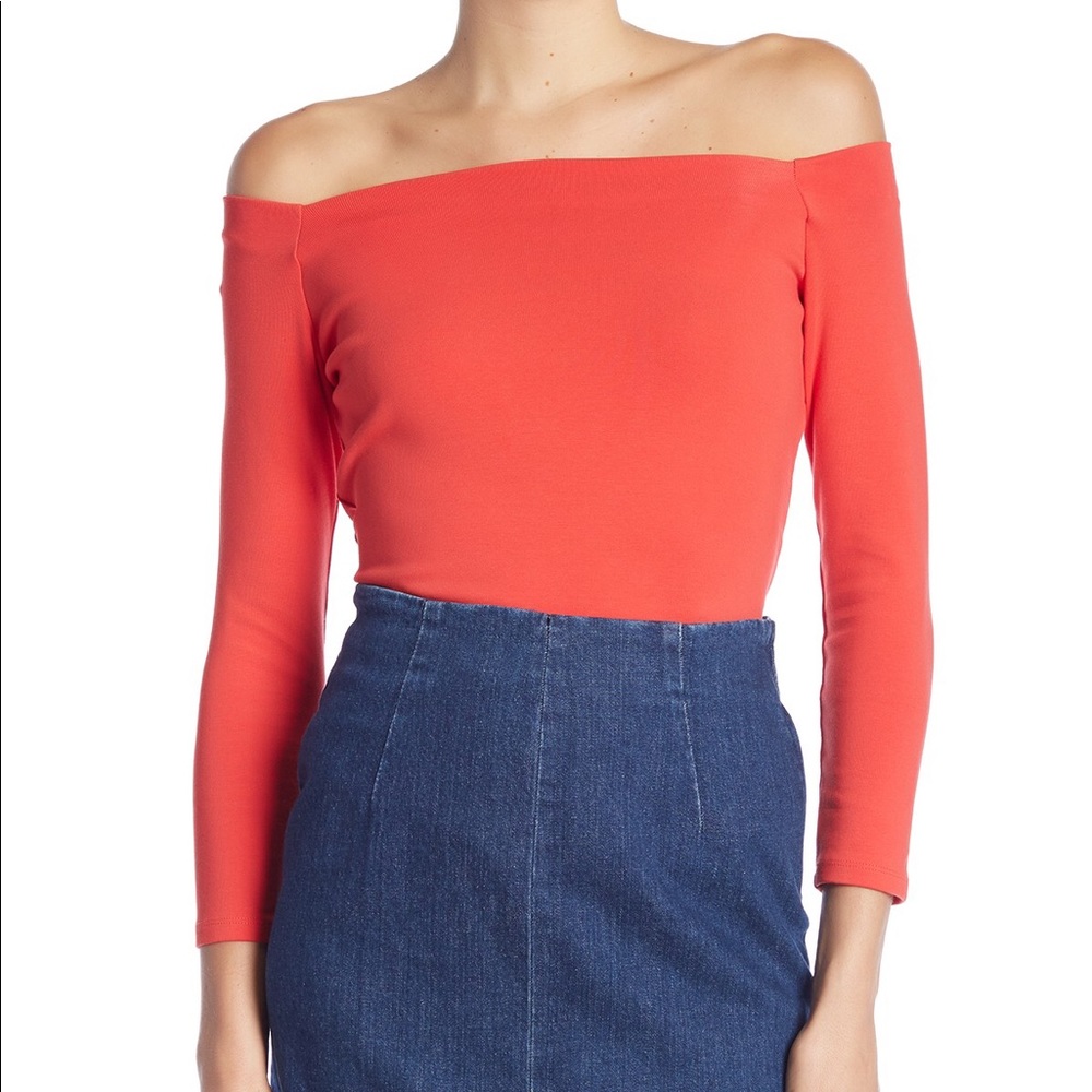 J. Crew Off the Shoulder Top Size XS Dark Orange